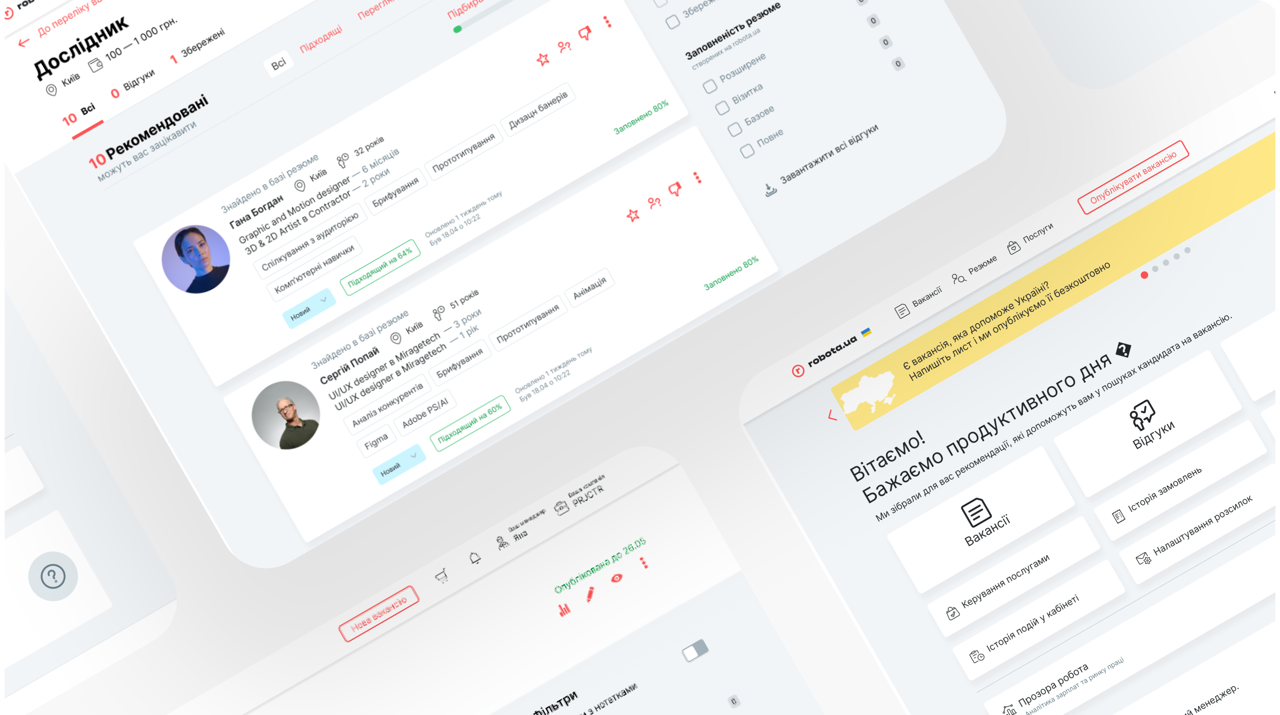 Mockup of the recruiter platform