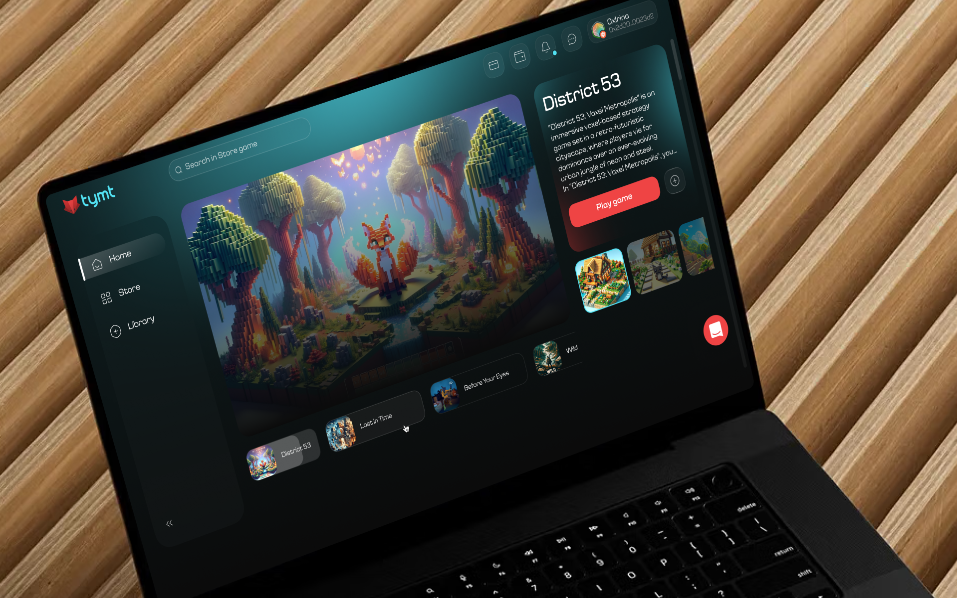 Mockup mackbook: home page with game preview