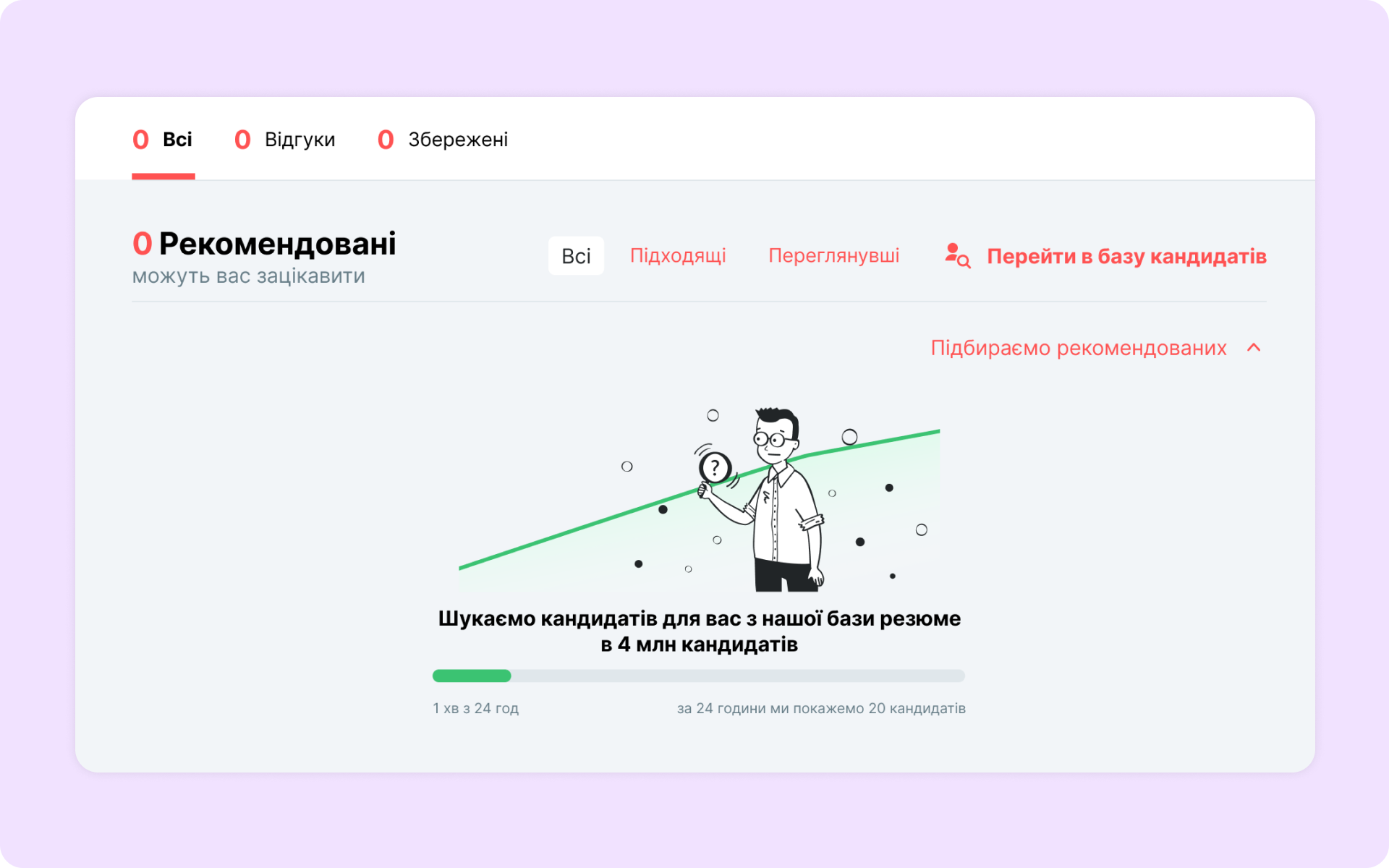 Mockup of the recruiter platform