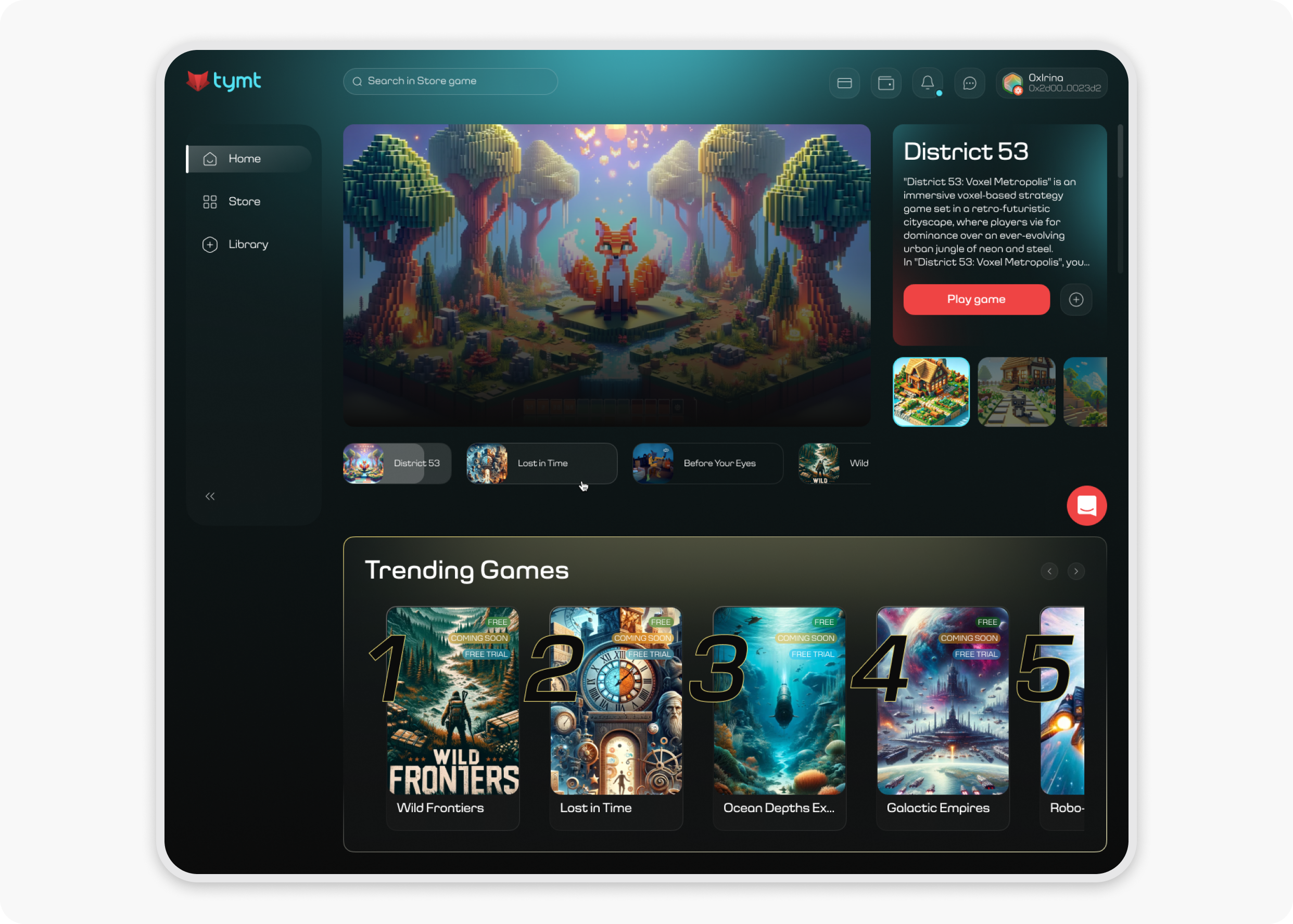 Mockup of the game launcher platforl