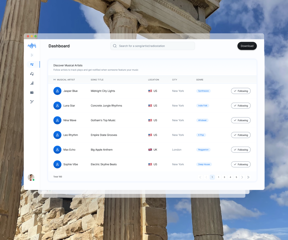 Athenes bg image and dashboard mockup