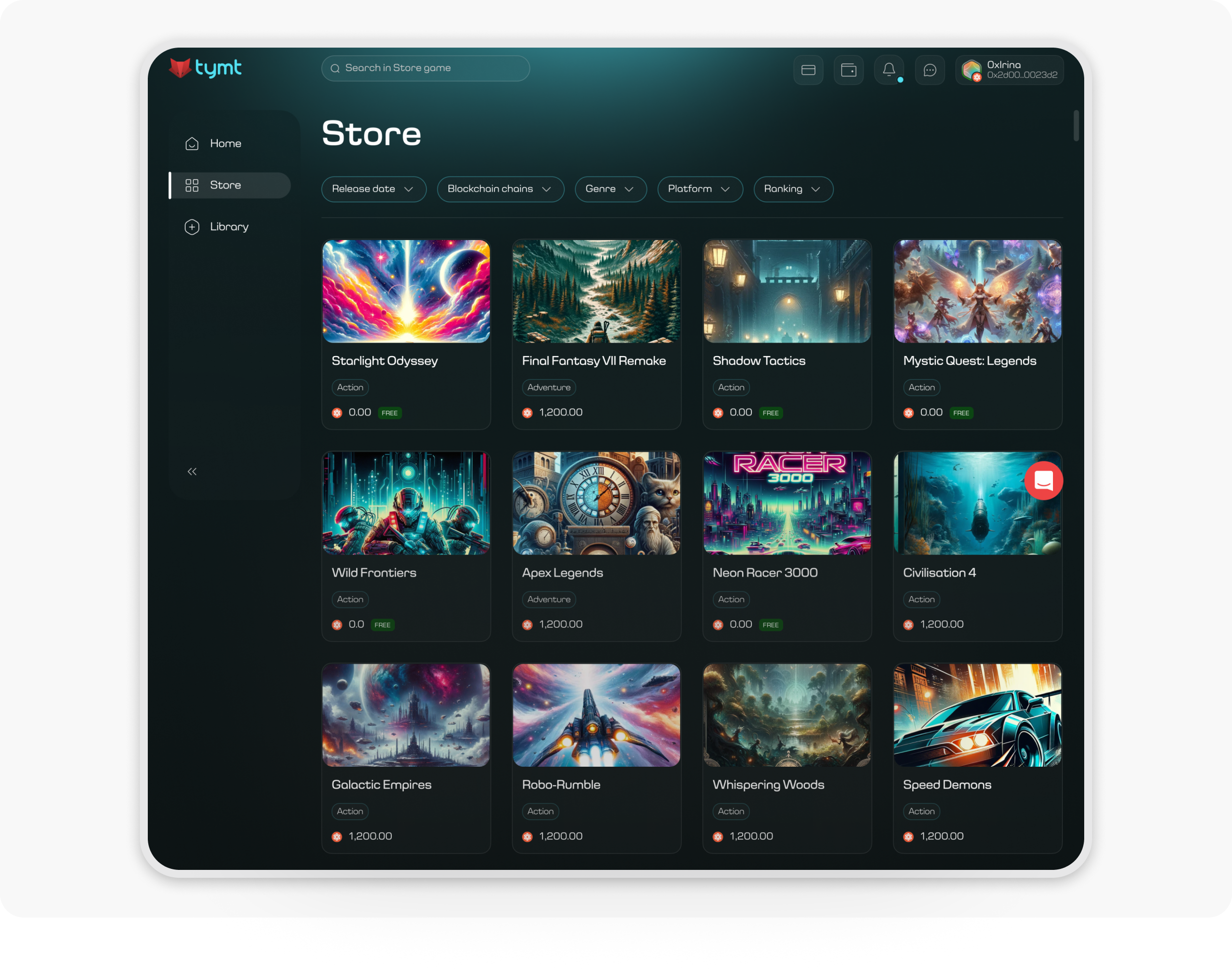 Mockup of the game launcher platforl
