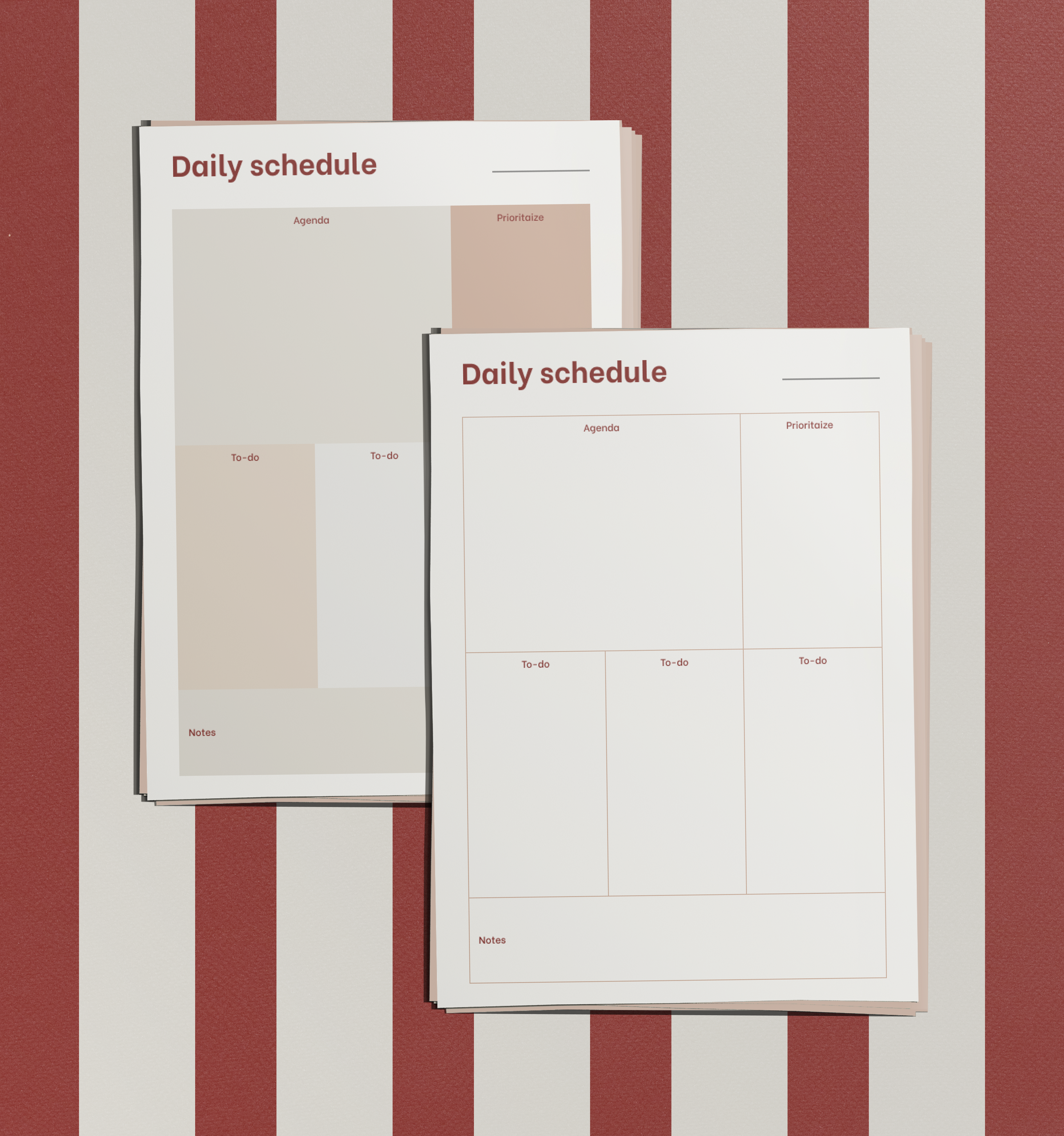 Mockup of A4 daily schedule template